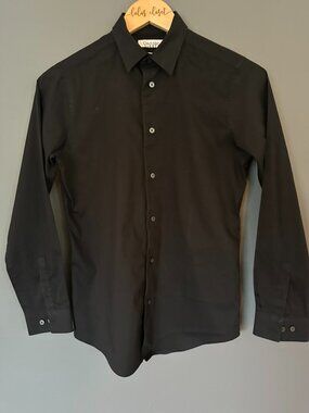 CALVIN KLIEN BOYS BLACK STRETCH BUTTON DOWN SIZE 16